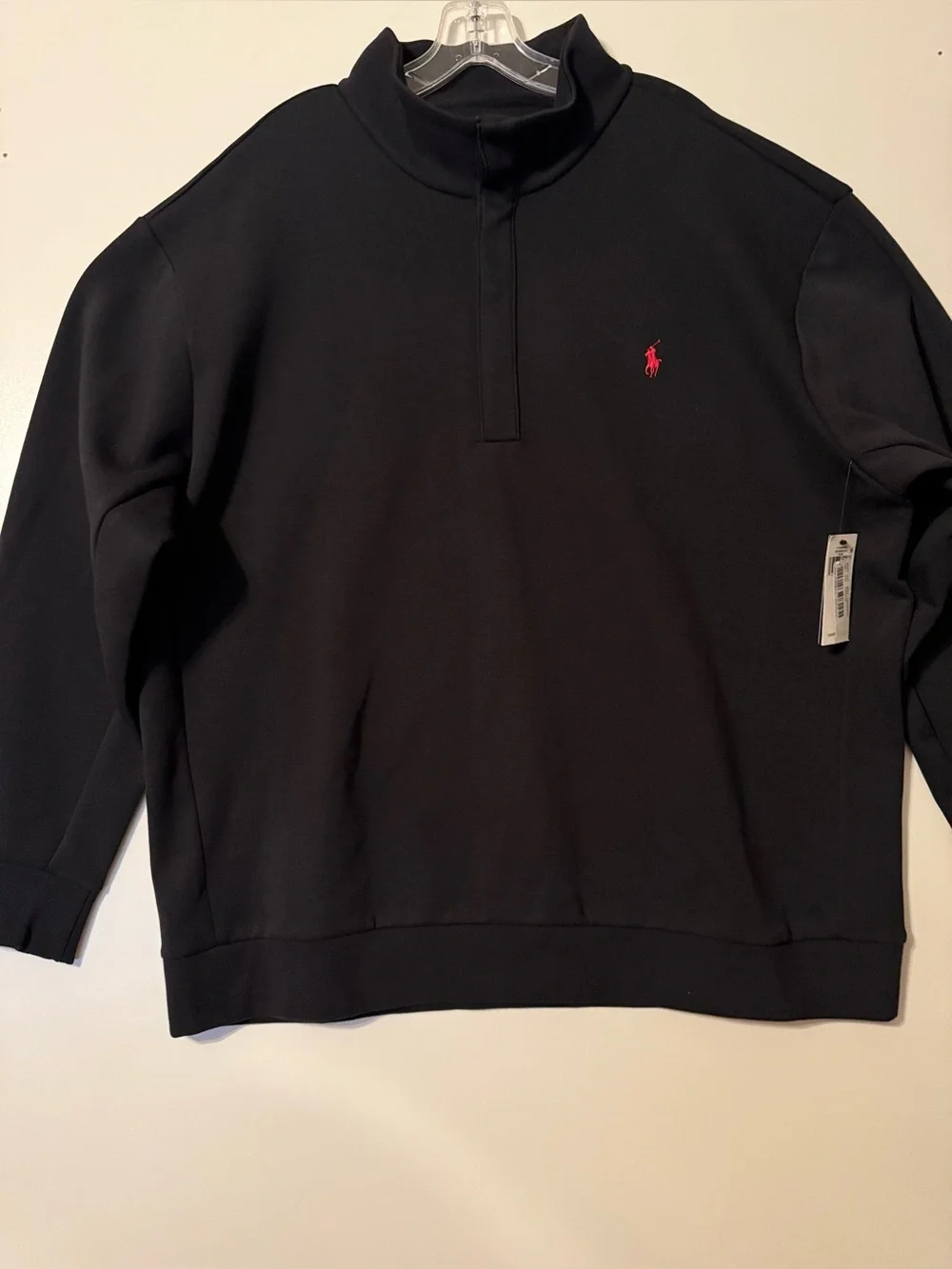 Polo by Ralph Lauren Black Half-Zip Sweatshirt with Red Pony